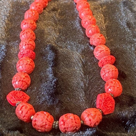 Sterling Amy Kahn Russel Cinnabar Beaded Necklace - Picture 2 of 4